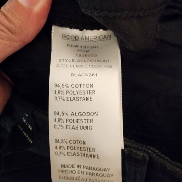Good American Classic Chewed Hem Slim Straight Jeans NWT Black Size 14 - Picture 12 of 16